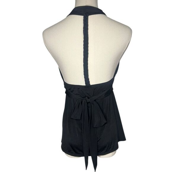 Vintage Grass Collection Women’s Medium Babydoll Halter Top Back Tie Black Y2K - Picture 4 of 7